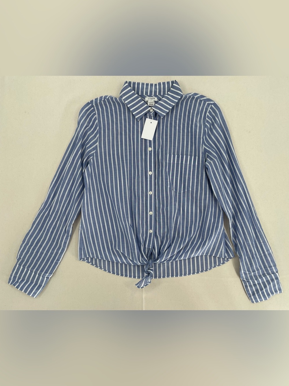 J.Crew Striped Tie-Waist Button-Down Shirt.
